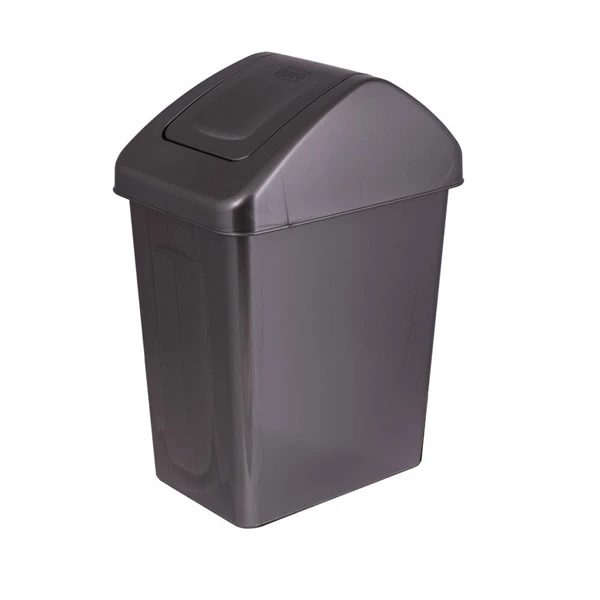 KOSZ NA ŚMIECI Z UCHYLNĄ POKRYWĄ 25L WYSOKI SZARY POJEMNIK NA ODPADY