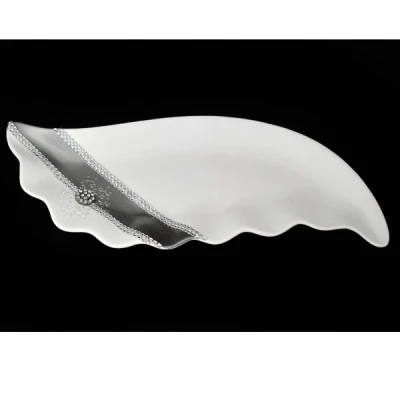 CER-PODSTAWKA FALBANKA DUŻA *DECOR PASEK-BIAŁY* C-817P