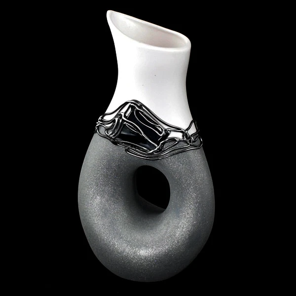 CER-WAZON KARAFKA Z DZIURKĄ *DECOR WITRAŻ 1/2 BROKAT BIAŁY* C-435-1/2W