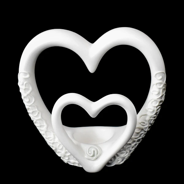 CER-ŚWIECZNIK DWA SERCA *DEKOR BIAŁY* C-904DB