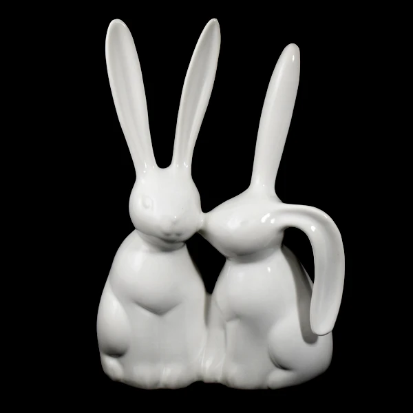 CRK-ZAJĄCE CAŁUJĄCE SIĘ  ŚREDNI *SZKLIWO BIAŁE* C-1090SZB