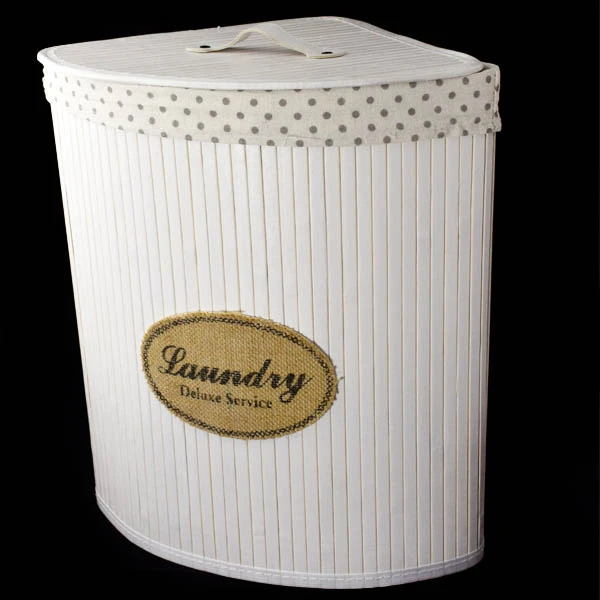 DM-KOSZ NA BIELIZNĘ BAMBUS BIAŁY NAROŻNY 143219 *L*