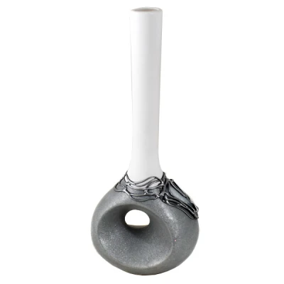 CER-BUTELKA KULA *DECOR WITRAŻ 1/2 BROKAT BIAŁY* C-255-1/2W