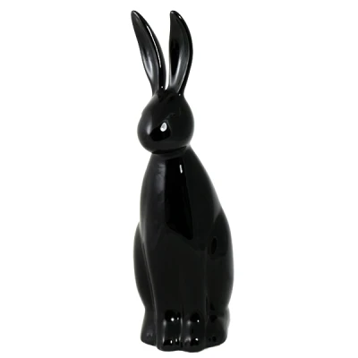 CRK-ZAJĄC SIEDZĄCY DUŻY (WYS) *SZKLIWO CZARNE* C-760SZK