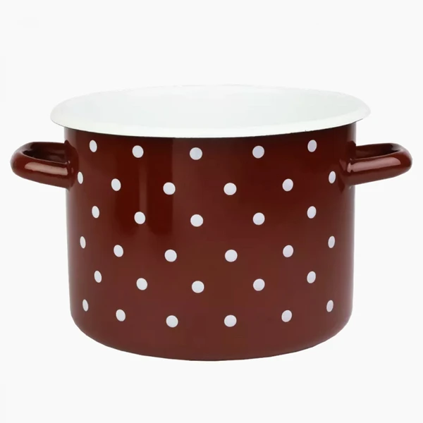 RYB-GARNEK EMALIOWANY 22CM 5,5L BORDOWY KROPKI BIAŁE 1617
