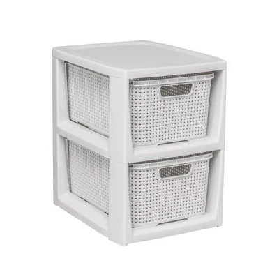 BRANQ-STOJAK Z 2 KOSZYKAMI *BIEL ANTYCZNA/KREM* /1727/