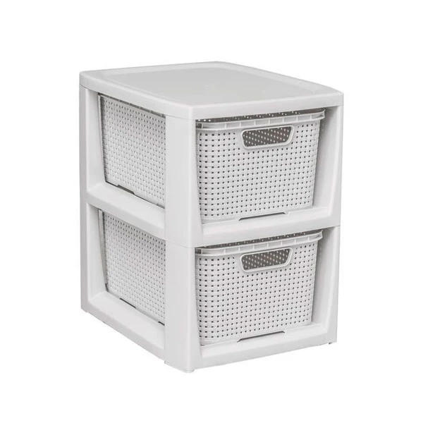 BRANQ-STOJAK Z 2 KOSZYKAMI *BIEL ANTYCZNA/KREM* /1727/