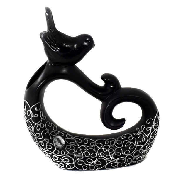 CER-STROIK Z PTAKIEM *DEKOR SREBRO-CZARNY* C-544SC