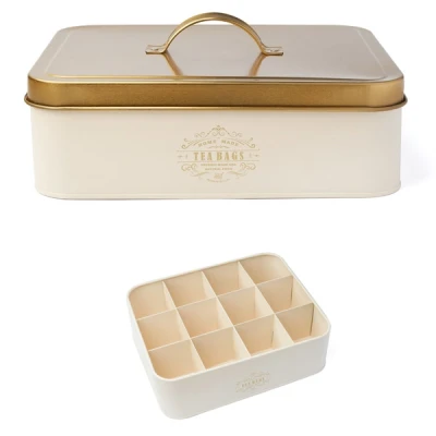 TAD-POJEMNIK NA HERBATĘ *MOLISE* 12 PRZEGRÓDEK *KREMOWY* 25,5X20,5X8,5CM