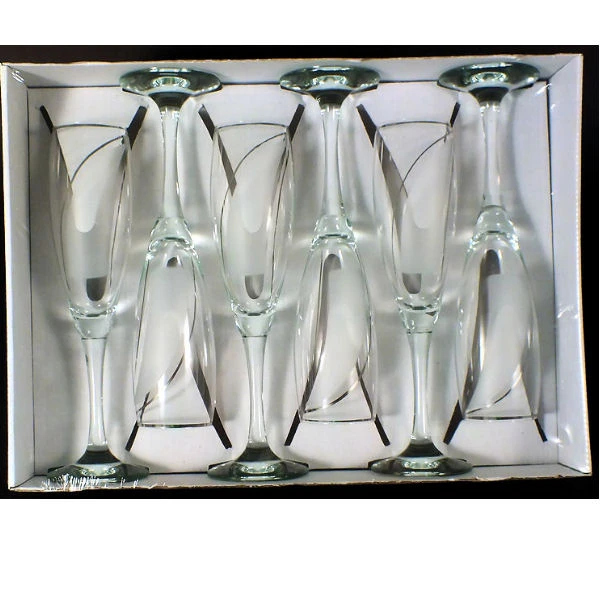 KPL. 6 KIELISZKÓW DO SZAMPANA *SALSA* WSTĘGA PLATYNA