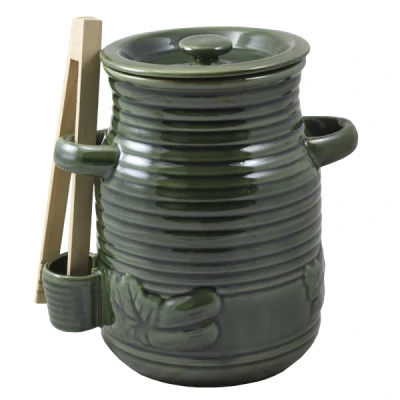 CH-POJEMNIK CERAMICZNY 3,5L NA OGÓRKI ZE SZCZYPCAMI ZIELONY 3187