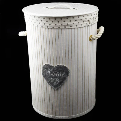 DM-KOSZ NA BIELIZNĘ BAMBUS BIAŁY OKRĄGŁY 17709 *L*