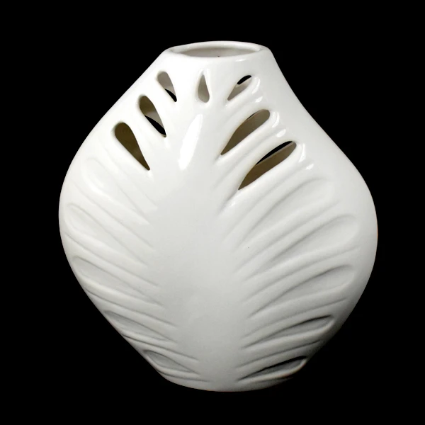 CER-WAZON LIŚĆ AŻUROWY *SZKLIWO BIAŁE* C-724SZB