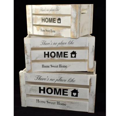 CH-KPL. 3 SKRZYNEK DREWNIANYCH SZARYCH *SWEET HOME* 0083