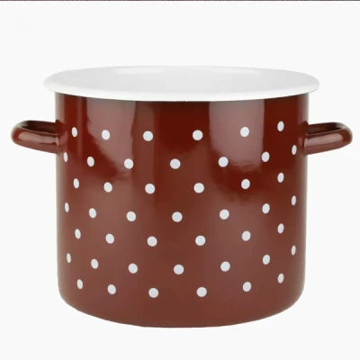 RYB-GARNEK EMALIOWANY WYSOKI 22CM 7L BORDOWY KROPKI BIAŁE 1620