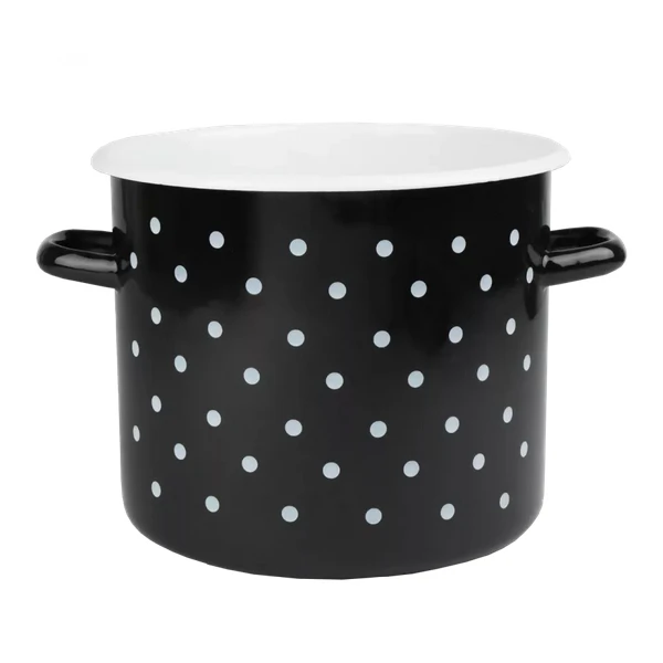 RYB-GARNEK EMALIOWANY WYSOKI 22CM 7L CZARNY KROPKI BIAŁE 1620