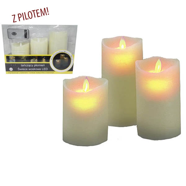 TOM-KPL. 3-ŚWIEC WOSKOWYCH LED  *SW11*