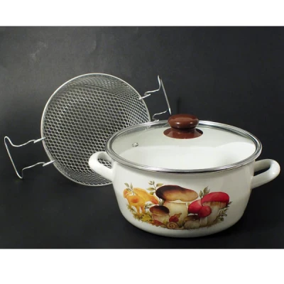 TG-GARNEK EMAL.DO FRYTEK *BELLY* 22CM Z/P *GRZYBY 1401*