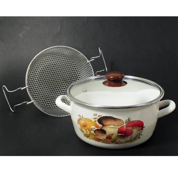 TG-GARNEK EMAL.DO FRYTEK *BELLY* 22CM Z/P *GRZYBY 1401*