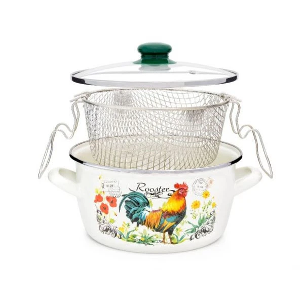 TG-GARNEK EMAL.DO FRYTEK *BELLY* 22CM Z/P *KOGUT 16366A*