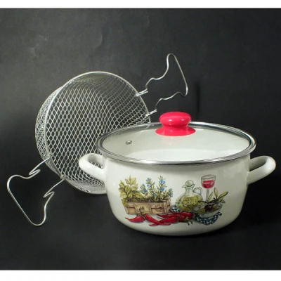 TG-GARNEK EMAL.DO FRYTEK *BELLY* 22CM Z/P *PAPRYKA 1411*