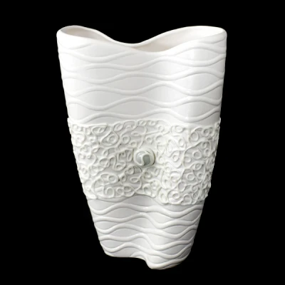 CER-WAZON PODWÓJNY Z RELIEFEM *DEKOR BIAŁY* C- 609DB