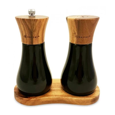KAS-KPL. MŁYNEK DO PIEPRZU + SOLNICZKA *AKACJA* MECHANIZM CERAMICZNY