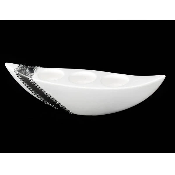 CERKAM-ŚWIECZNIK III ŁÓDKA *DEKOR PASEK BIAŁY* C-379P