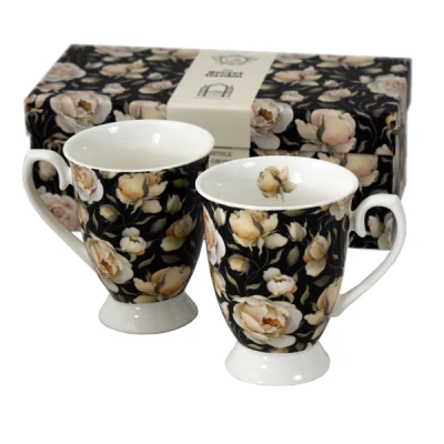 KOMPLET 2 KUBKÓW Duo Floral Exclusive porcelana 300 ml