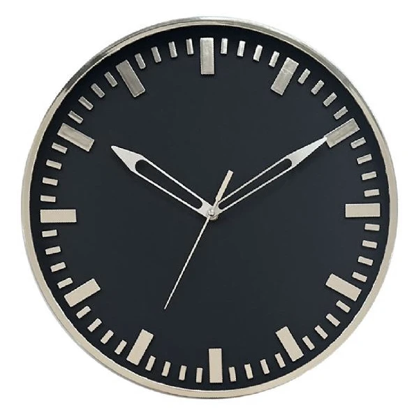 AS-ZEGAR ŚCIENNY 40CM CZARNA TARCZA/SREBRNY