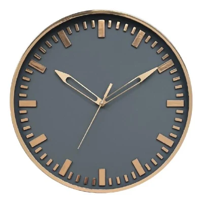 AS-ZEGAR ŚCIENNY 40CM SZARA TARCZA/MIEDŹ