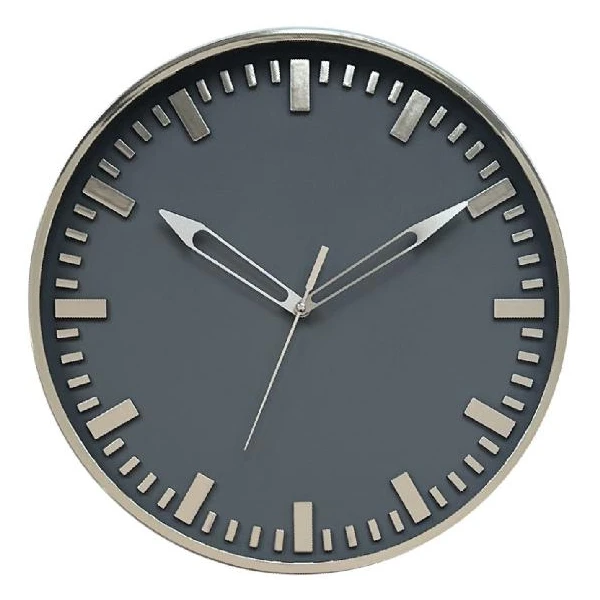 AS-ZEGAR ŚCIENNY 40CM SZARA TARCZA/SREBRNY