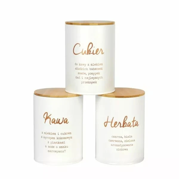TAD-KPL.3 POJEMNIKÓW *KAWA,HERBATA,CUKIER* BIAŁE