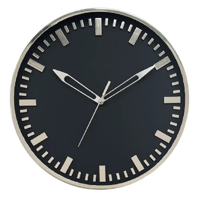 AS-ZEGAR ŚCIENNY 40CM CZARNA TARCZA/SREBRNY