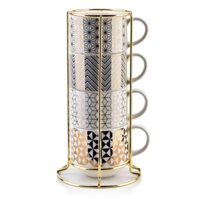 MON-KPL. 4 FILIŻANEK 250ML CHIC GOLD 0229