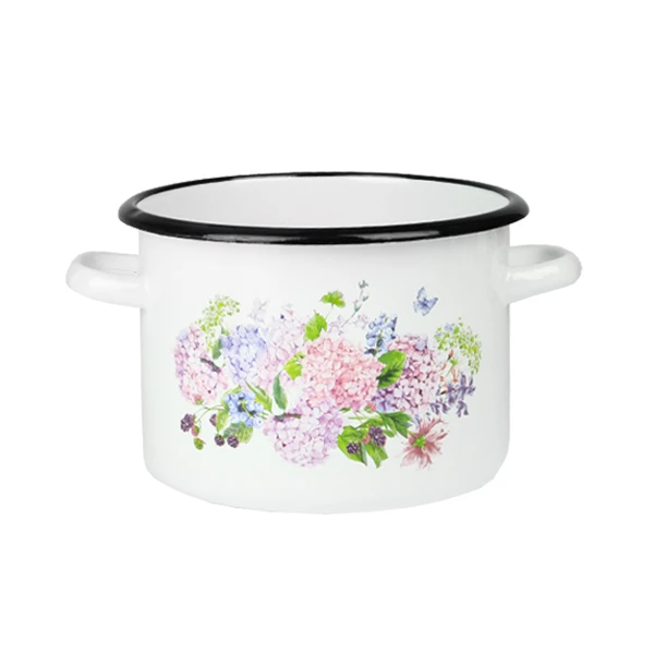 RYB-GARNEK EMALIOWANY ZDOBIONY 22CM 5,5L HORTENSJA 1617/2