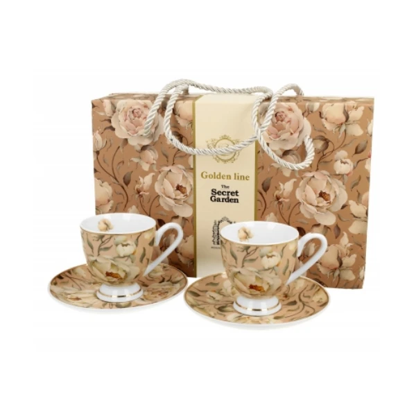 FILIŻANKI DO KAWY ZE SPODKAMI 2 SZTUKI ZESTAW PORCELANOWE PREZENTOWE