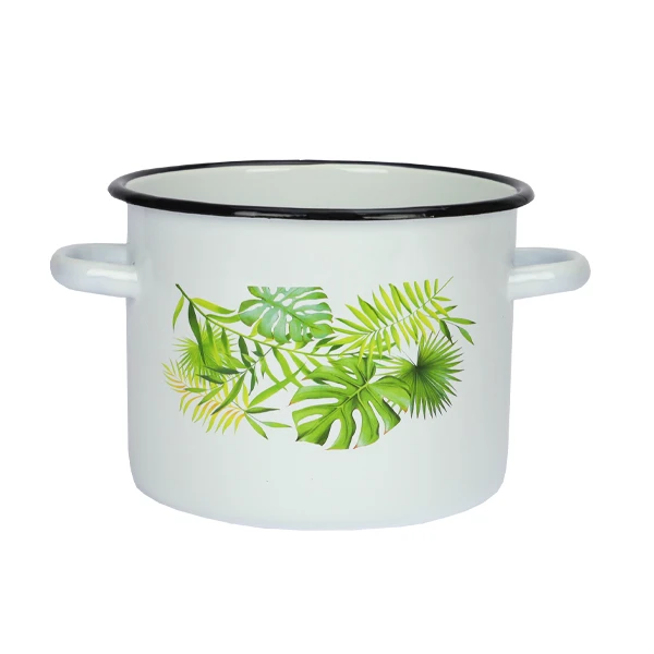 RYB-GARNEK EMALIOWANY ZDOBIONY 22CM 5,5L MONSTERA 1617/2