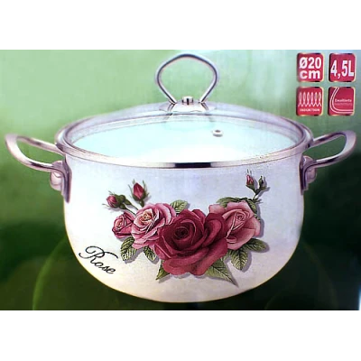 KH-3707 GARNEK EMALIOWANY KWIATY 20CM/4,5L Z/P