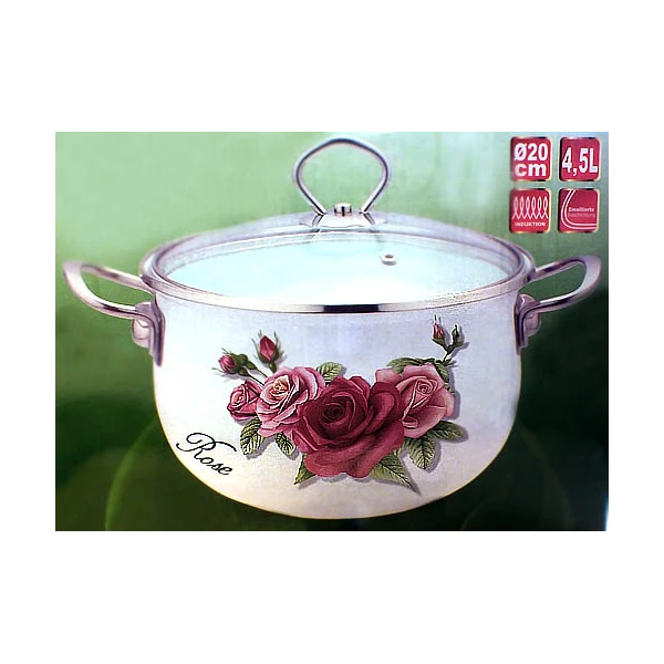 KH-3707 GARNEK EMALIOWANY KWIATY 20CM/4,5L Z/P