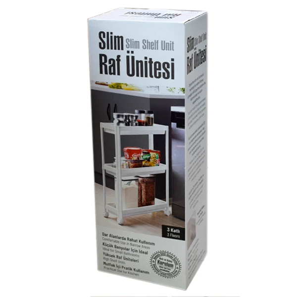 OMAK-REGAŁ 3-PÓŁKOWY NA KÓŁKACH BIAŁY SLIM 81507