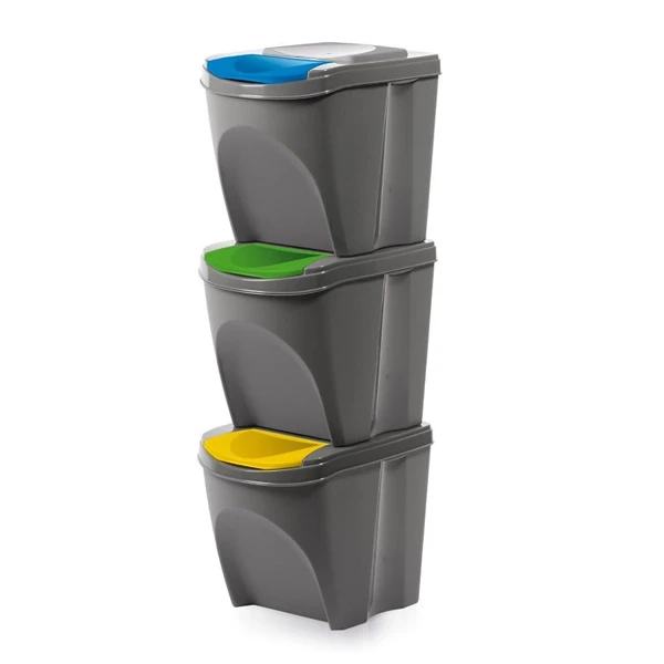 PROS-ZESTAW 3 SZARYCH DO SEGREGCJI KLAPKA POKRYWY KOLOR (ŻÓŁTA/ZIELONA/ NIEBIESKA)