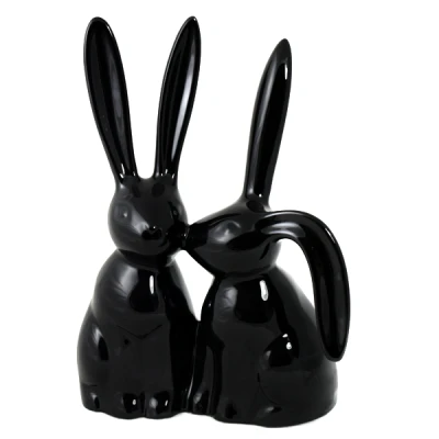 CRK-ZAJĄCE CAŁUJĄCE SIĘ  *SZKLIWO CZARNE* C-842SZK