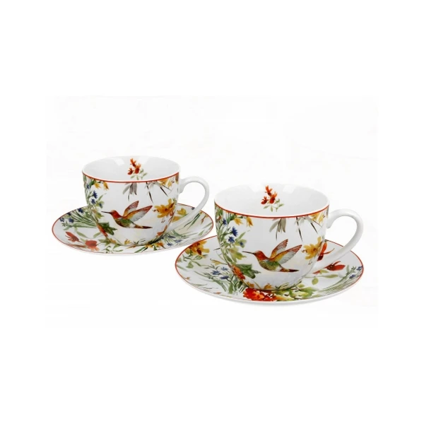 KOMPLET 2 FILIŻANEK ZE SODKAMI Duo Linnea porcelana 280 ml 2 szt.