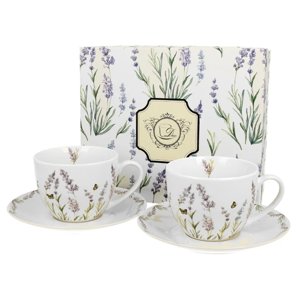 KOMPLET FILIŻANEK PORCELANOWYCH 250ML 2+2 ZE SPODKAMI DUO SECESJA