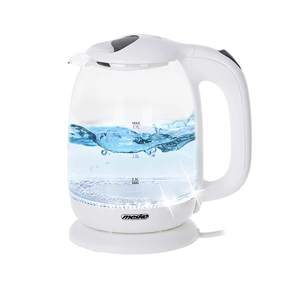 CZAJNIK ELEKTRYCZNY BEZPRZEWODOWY SZKLANY BIAŁY 1,7L 2200W