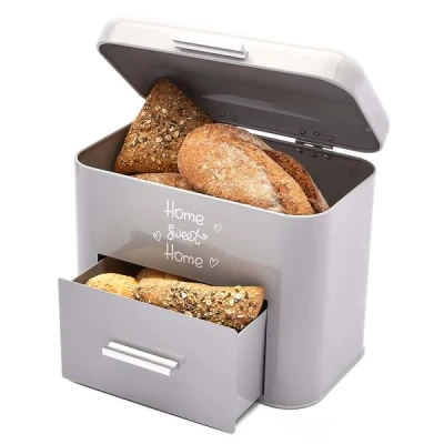 TAD-POJEMNIK Z SZUFLADĄ *SWEET HOME* SZARY 30,5X18,5X25CM