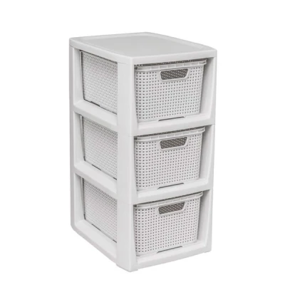 BRANQ-STOJAK Z 3 KOSZYKAMI *BIEL ANTYCZNA/KREM* /1725/