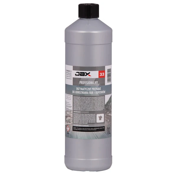 JAX-33 PROFESJONALNY ENZYMATYCZNY PREPARAT DO UDROŻNIANIA RUR I ODPŁYWÓW *JAX PROFESSIONAL* 1L
