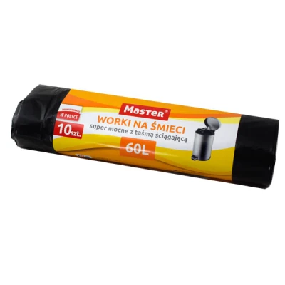 IKA-WORKI NA ŚMIECI 60L A'10 Z TAŚMĄ CZARNE S127